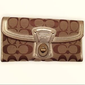COACH legacy 65th anniversary brown khaki sig c silver turnlock  wallet rare
